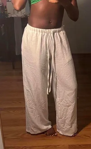SheIn White Linen Pants thumbnail 1