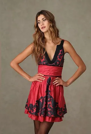 Free People Blue Label on Red Fabric thumbnail 1