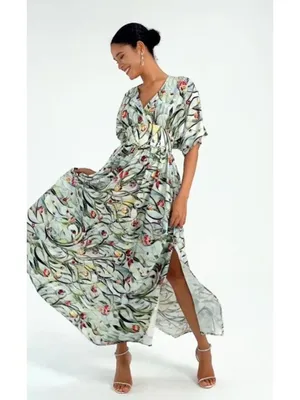 ADOR Light Blue Floral Maxi Dress M NEW thumbnail 5