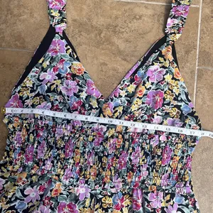 Floret Studios Floral Romper, Size XL, Smocked, Purple Yellow Black, Shorts thumbnail 5
