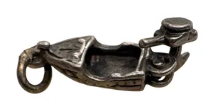 Vintage Sterling Silver Motorboat Charm Movable Rudder Nautical Pendant 1.6g thumbnail 1
