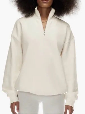ARITZIA TNA Cozy Fleece Mega 1/4 Zip Oversized Pullover Sweatshirt Small Cream thumbnail 1