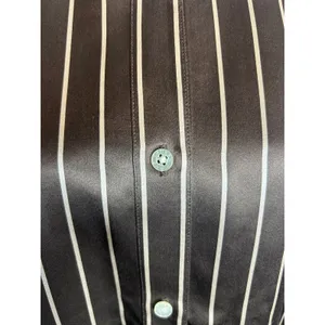 Lauren Ralph Lauren Silk Button Up Shirt 6P Brown Cream Stripe thumbnail 3