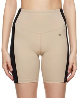 Anine Bing Beige Blake Sport Shorts in Tan and Black thumbnail 1
