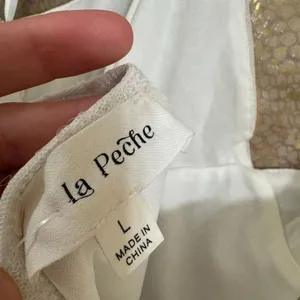 La Peche White Beaded Sequin Festival Party Cami Tank Top Large NWT thumbnail 5