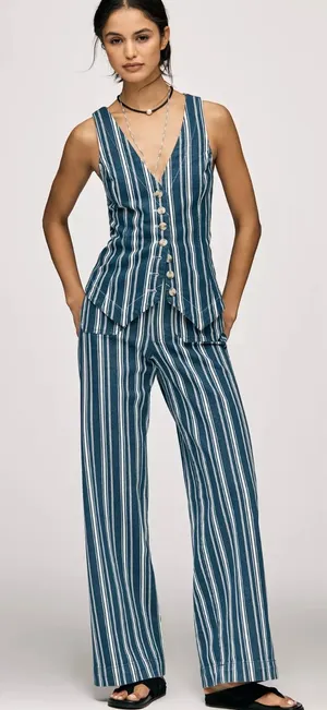 Anthropologie Halsey Striped Matching Set Vest Collette Pants Sz XS/25 thumbnail 1