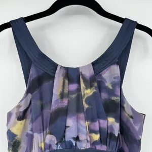 MAXandCLEO 100% Silk Maxi Dress Size 4 Purple Watercolor Sleeveless Summer Party thumbnail 4
