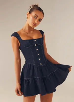 Peppermayo Isabella Denim Bustier Dress Indigo thumbnail 3