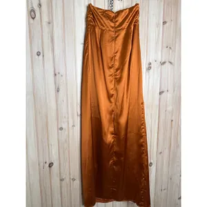 NWT Lulus Memorable Entrance Rust Orange Strapless Satin Maxi Dress Bridesmaid M thumbnail 5