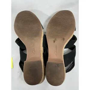 Womans Clarks Platform Wedge Sandals Size 10 M Black Strappy Open Toe Slingback thumbnail 8