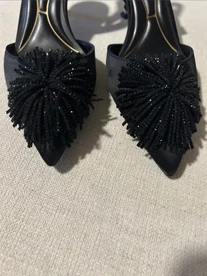 Kenneth Cole New York Umi Pom Pom Pumps, Black Satin. size 7.5, NEW with Box thumbnail 6