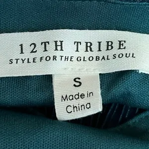 12th Tribe Blue Rib Velvet Velour V-neck Sleeveless Crop Corduroy Bra Tank Top S thumbnail 4