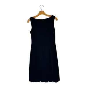 Ann Taylor Dress Women 2 Black Sleeveless V Neck Pleated Back Hem‎ Fit And Flare thumbnail 2
