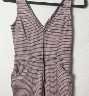 WILD FABLE Zip Front Houndstooth Jumpsuit Wide Leg Stretch Size XS thumbnail 3