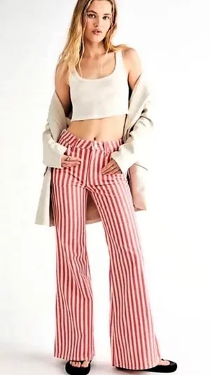 Wrangler 'The Wanderer' Flare Jeans Raspberry Ripple Stripe Size W26/L30 NWT thumbnail 1
