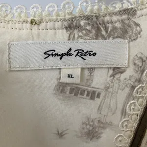 Simple Retro Prairie Dainty Toile Lace Trim Long Sleeve Midi Dress XL Cream thumbnail 4
