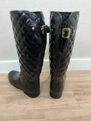 Black Quilted Hunter Rain Boots thumbnail 2