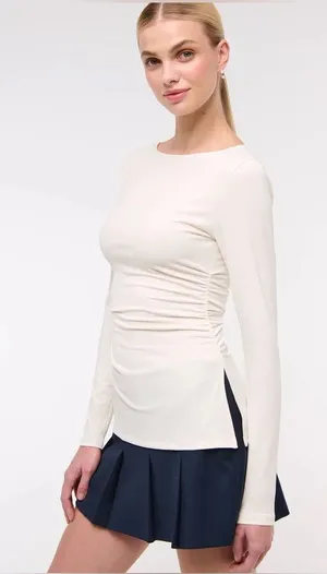 NWT - Abercrombie & Fitch Women's Long-Sleeve Stretch Crepe Slash Top Size Large thumbnail 1