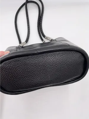 Vintage Brighton Black Pebbled Leather Croc Embossed Shoulder Bag Bucket Tote thumbnail 9