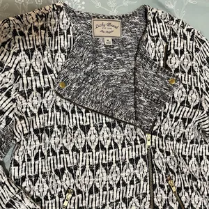 Lucky Brand Long Knit Moto Sweater Jacket Cardigan Size M thumbnail 4