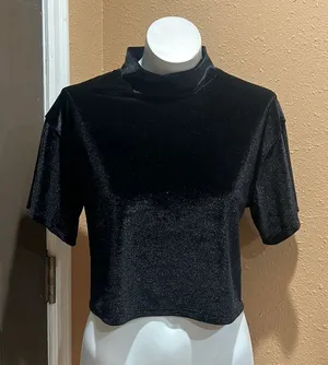 We the free black velvety crop top thumbnail 1