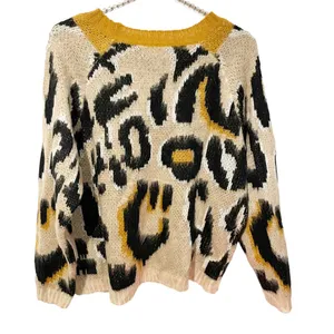 Alice Blue Size XL Brown Leopard Cheetah Animal Print Eyelash‎ Crewneck Sweater thumbnail 5