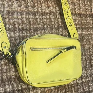 Free People Yellow Silver Faux Leather Floral Grommet Bag thumbnail 4