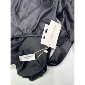 Commense NWT Black Satin Crop Blouse with Front Tie Night Out Minimalist Size S thumbnail 6