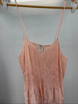 Neiman Marcus Mary McFadden light pink Ribbed Bodice Floral Slip Chemise nighty thumbnail 6