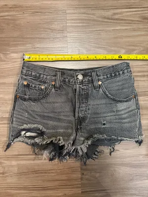 Levi’s Premium 501 Original Slashed Black Distressed Shorts W24 thumbnail 5