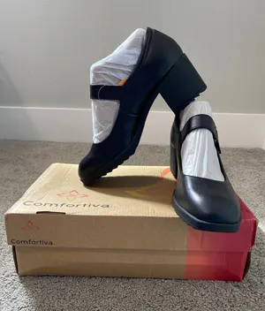 New Comfortiva Hayes Black Leather Mary Jane Heels Size 10 thumbnail 1