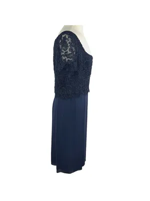 Joanna Mastroianni Sz 14 100% Silk Navy Mini Dress Cocktail Bergdorf Goodman USA thumbnail 5
