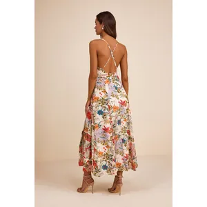 Lulus Amara White Multi Paisley Print Wrap Midi Dress Cocktail Resort XL NWT thumbnail 3
