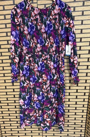 Terra &‎ Sky Purple Floral Midi Dress Size 1X thumbnail 1