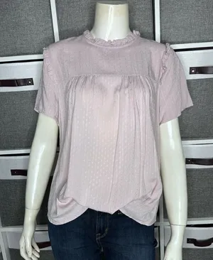 Bohme Ruffle Short Sleeve Top in Rose Size Small thumbnail 1