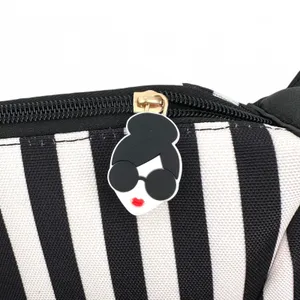 Alice + Olivia Duffle Bag Black and White Positano Stripe Weekender Tote thumbnail 5