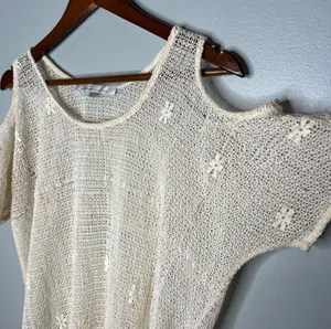 LOVERS + FRIENDS WEEKEND TUNIC cream natural cold shoulder unlined size large thumbnail 4