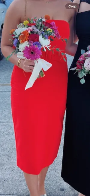 Amanda Uprichard Dress x Revolve Fae Midi Dress In Crimson thumbnail 1