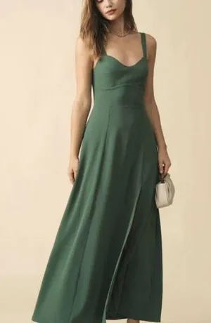 RIHOAS The Solid Color Side Slit Maxi Dress 3 Green Size M thumbnail 1
