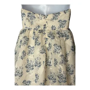 Cotton Candy LA Fit and Flare Dress Small Cream Blue Floral Strapless‎ Mini thumbnail 9