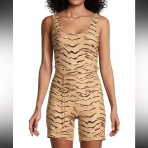 WeWoreWhat Womens Tiger‎ Print Scoop Neck Sleeveless Romper Brown Black thumbnail 13