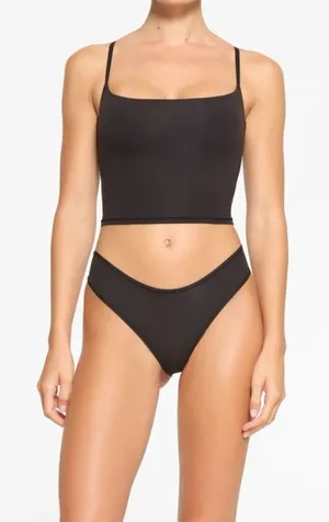 NWT SKIMS Fits Everybody Black Cropped Top thumbnail 1
