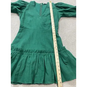 Karlie Emerald V-Neck Ruffle Mini Dress Size S 90% Ramie 10% Cotton 100% Rayón thumbnail 12