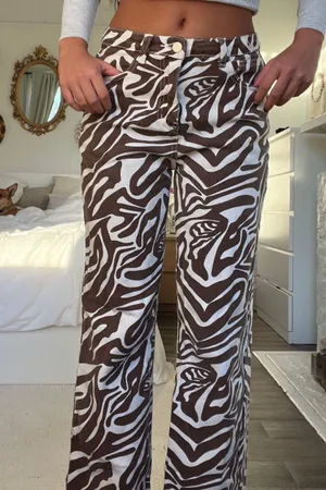 SheIn Zebra Straight Leg Jeans thumbnail 3