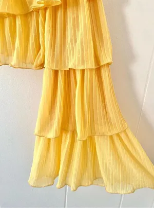 Zara One Sleeve Ruffle Butter Yellow Crop Top Blogger's Fave Size Medium NWT thumbnail 10
