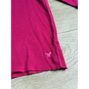 EUC Womens American Eagle y2k vintage henley thermal pink stretch size M thumbnail 4