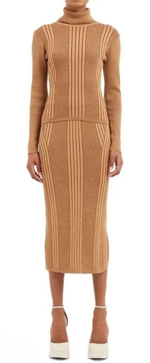 French Connection Mari Brown Side‎ Slit Long Dressy Pencil Skirt thumbnail 1