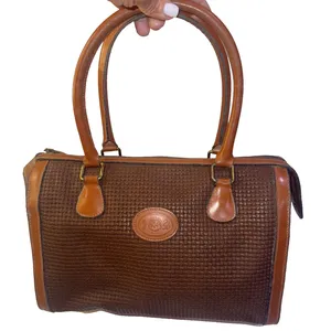 Vintage JR Julius Resnick Monogram Lining Leather Woven Purse Satchel Bag USA thumbnail 1