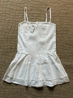 Hollister white lace trim spaghetti strap dress thumbnail 4