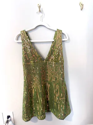 Princess Polly Mini Dress Green Sequin thumbnail 2